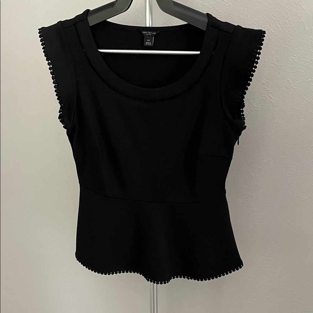 Ann Taylor Black Tank Top with Trim Detail